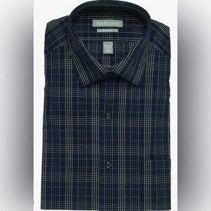 Van Heusen Men's Fitted Plaid Dress Shirt Blue Velvet
